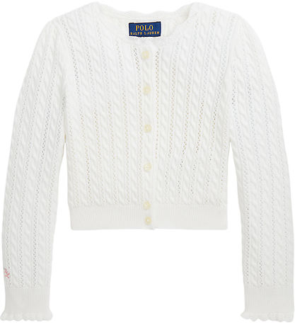 Polo Ralph Lauren Cardigan - Knitted - White w. Pointelle