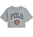Polo Ralph Lauren T-shirt - Cropped - Grey Melange w. Print Polo Ralph Lauren T-shirt - Cropped - Grey Melange w. Print