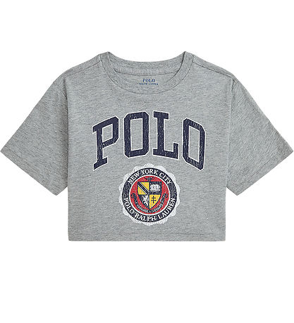 Polo Ralph Lauren 티셔츠 - 크롭 - 그레이 멜란지 포함 프린트