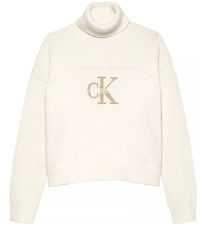 Calvin Klein Blouse - Knitted - Monologo Rollneck - Ivory Calvin Klein Blouse - Knitted - Monologo Rollneck - Ivory