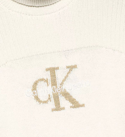 Calvin Klein Blouse - Knitted - Monologo Rollneck - Ivory Calvin Klein Blouse - Knitted - Monologo Rollneck - Ivory