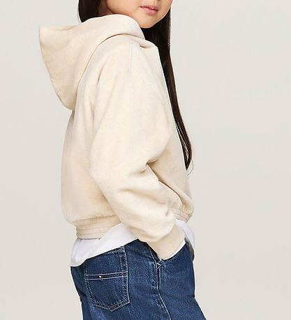 Tommy Hilfiger Kapuzenpullover - Velours - Skript - Heathered Oa Tommy Hilfiger Kapuzenpullover - Velours - Skript - Heathered Oa