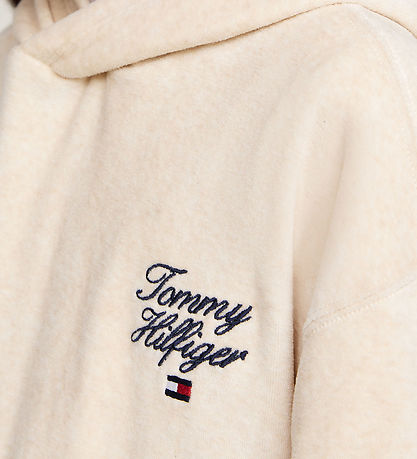 Tommy Hilfiger Kapuzenpullover - Velours - Skript - Heathered Oa Tommy Hilfiger Kapuzenpullover - Velours - Skript - Heathered Oa