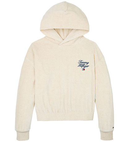 Tommy Hilfiger Kapuzenpullover - Velours - Skript - Heathered Oa Tommy Hilfiger Kapuzenpullover - Velours - Skript - Heathered Oa