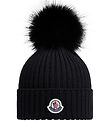 Bonnet Moncler - Tricoté - Laine - Marine av. Pompon