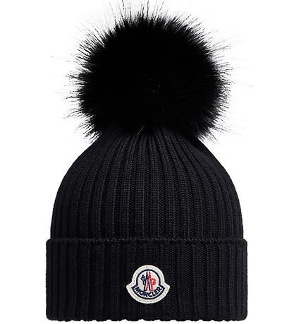 Bonnet Moncler - Laine - Noir av. Pompon Bonnet Moncler - Laine - Noir av. Pompon