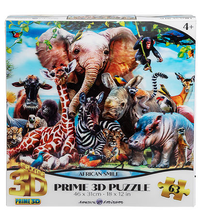Prime 3D Puzzle Jigsaw Puzzle - 3D - 63 Bricks - African Smile
