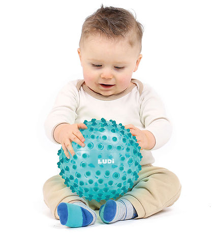 Balle Sensorielle Ludi - 20 cm - Bleu av. Boutons de massage Balle Sensorielle Ludi - 20 cm - Bleu av. Boutons de massage