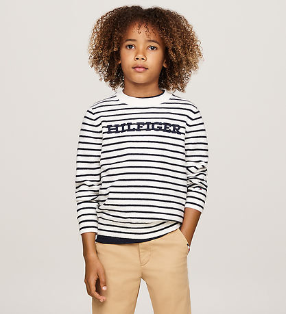 Tommy Hilfiger Blouse - Knitted - Monotype - White Base/Blue Str
