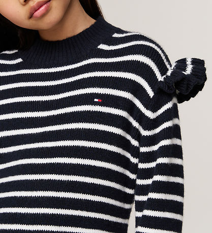 Tommy Hilfiger Dress - Knitted - Ruffle Skater - Desert Sky Stri