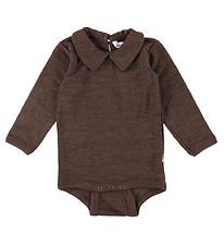 Joha Bodysuit L/æ - Wool - Collar - Dark Brown Joha Bodysuit L/æ - Wool - Collar - Dark Brown