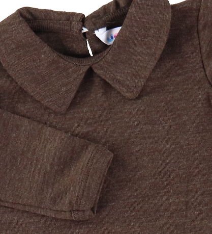 Joha Bodysuit L/æ - Wool - Collar - Dark Brown