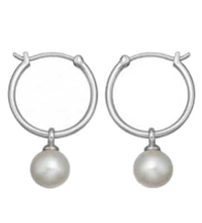 MillaVanilla Earrings - Bead Hoops - Silver