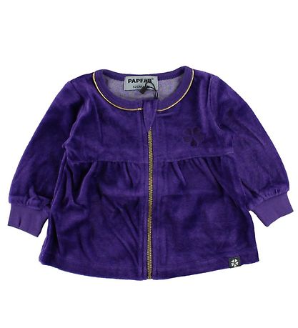 Papfar Velourcardigan - Lila m. Guld