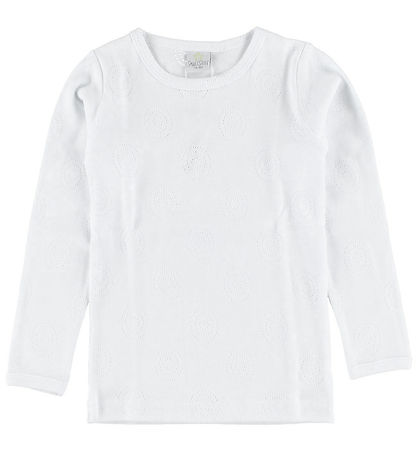 Smallstuff Blússa - Hvítur M. Mynsturprjón Smallstuff Blússa - Hvítur M. Mynsturprjón