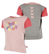 Hummel T-Shirt - HMLSolvej - Grijs/Roze Gevlekt Hummel T-Shirt - HMLSolvej - Grijs/Roze Gevlekt