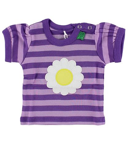 Freds World T-shirt - Purple Striped w. Daisy Freds World T-shirt - Purple Striped w. Daisy