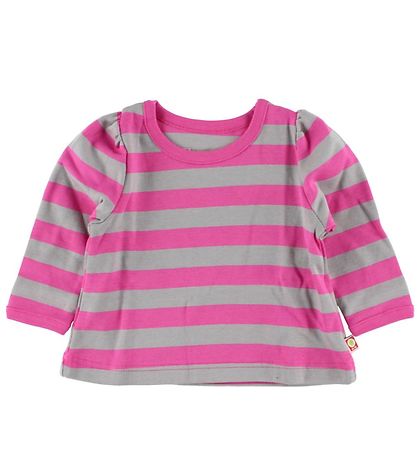Katvig Blouse w. Puff Sleeves - Pink/Grey Striped Katvig Blouse w. Puff Sleeves - Pink/Grey Striped