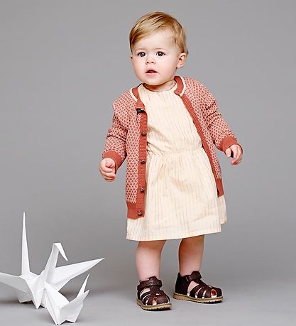 En Fant Dress - Peach w. Gold Stripes En Fant Dress - Peach w. Gold Stripes