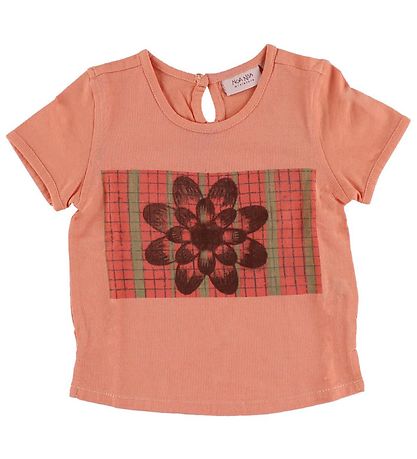 Noa Noa miniature T-shirt - Coral w. Flower Noa Noa miniature T-shirt - Coral w. Flower