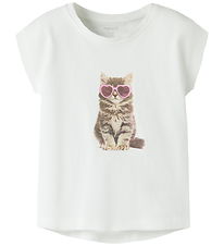Name It T-Shirt - NmfVotia - Bright White/Lunettes de soleil CAT