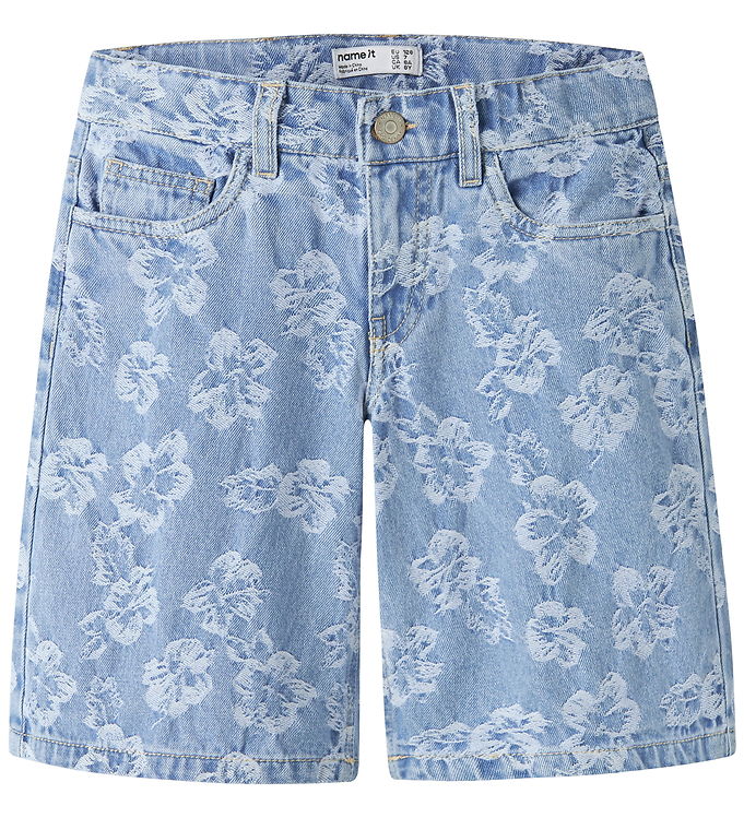 Name It Shorts - NkfRose - Light Blue Denim/Blommor