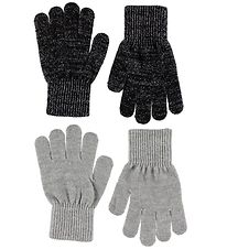 Melton Gloves - 2-pack - Grey/Black Glitter Melton Gloves - 2-pack - Grey/Black Glitter