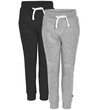 Minymo Sweatpants - 2-pack - Svart/Gråmelerad
