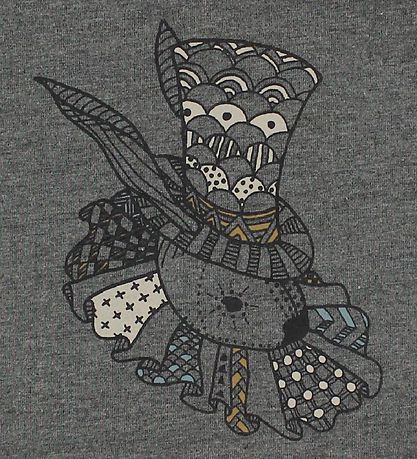 En Fant Romper - l/s - Grijs Gevlekt m. Print