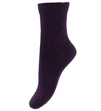 Smallstuff Socken - dunkel Lila m. Lochmuster Smallstuff Socken - dunkel Lila m. Lochmuster