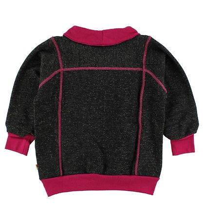 Katvig Sweatshirt - Black Melange w. Dark Pink