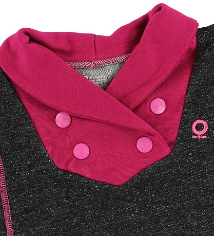 Katvig Sweatshirt - Black Melange w. Dark Pink
