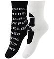 Molo Socks - 2-Pack - Norm - White/Black w. Text Molo Socks - 2-Pack - Norm - White/Black w. Text