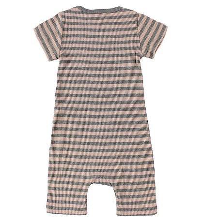 MarMar Summer Romper - Rib - Pink/Grey Striped MarMar Summer Romper - Rib - Pink/Grey Striped
