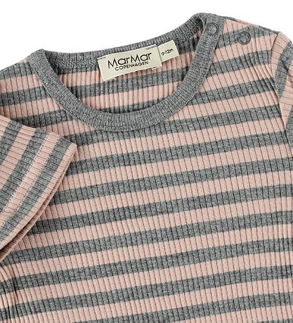 MarMar Summer Romper - Rib - Pink/Grey Striped MarMar Summer Romper - Rib - Pink/Grey Striped