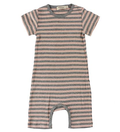 MarMar Summer Romper - Rib - Pink/Grey Striped MarMar Summer Romper - Rib - Pink/Grey Striped