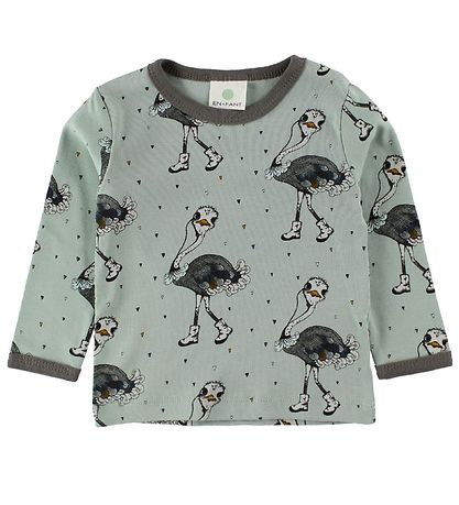 En Fant Blouse - Dusty Green w. Ostriches En Fant Blouse - Dusty Green w. Ostriches
