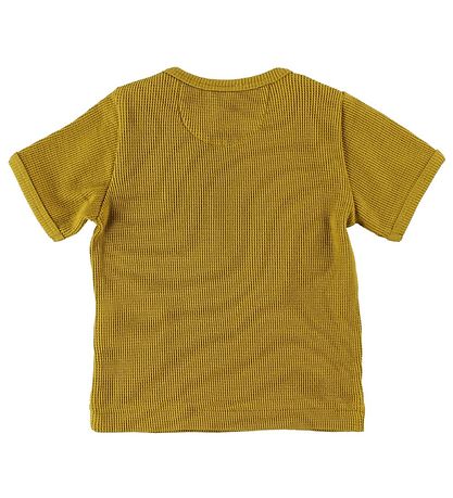 En Fant Stuttermabolur - Sinnepsgult M. Mynsturprjón En Fant Stuttermabolur - Sinnepsgult M. Mynsturprjón