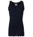 Rosemunde Top - Long - Silk/Cotton - Navy w. Lace Rosemunde Top - Long - Silk/Cotton - Navy w. Lace