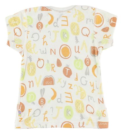 Joha T-paita - Bambu - Valkoinen, Hedelmät/Kirjaimet Joha T-paita - Bambu - Valkoinen, Hedelmät/Kirjaimet
