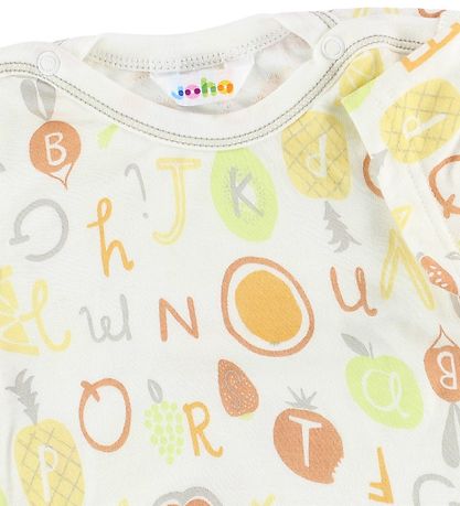 Joha T-paita - Bambu - Valkoinen, Hedelmät/Kirjaimet Joha T-paita - Bambu - Valkoinen, Hedelmät/Kirjaimet