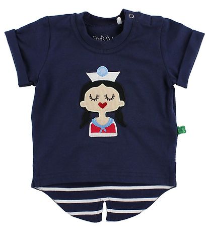 Freds World T-shirt - Navy w. Ship Girl Freds World T-shirt - Navy w. Ship Girl