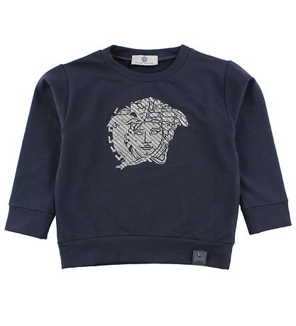 Young Versace Sweatshirt - Mat Blauw m. Zilver Logo Young Versace Sweatshirt - Mat Blauw m. Zilver Logo