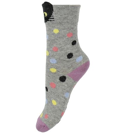 Melton Socks - 2-Pack - Grey Melange/Rose w. Cat Melton Socks - 2-Pack - Grey Melange/Rose w. Cat