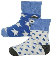 Melton Babysocken - 2er-Pack - Blau/Grau m. Sternen Melton Babysocken - 2er-Pack - Blau/Grau m. Sternen