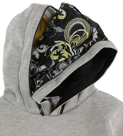 Young Versace Hoodie - Grey Melange w. Yellow Pattern