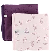 Couverture Pippi - 70x70 - 2 Pack - Violet/Rose av. Coeurs/Papil Couverture Pippi - 70x70 - 2 Pack - Violet/Rose av. Coeurs/Papil