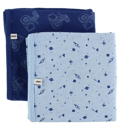 Pippi Dekens - 70x70 - 2-pack - Navy/Lichtblauw m. Tractor/De ka
