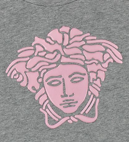 Young Versace T-Shirt - Grijs Gevlekt m. Roze Medusa Young Versace T-Shirt - Grijs Gevlekt m. Roze Medusa