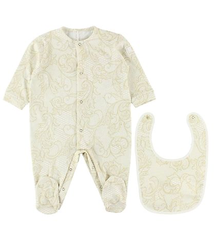 Young Versace Boxpak m. Babyslabbetje - Beige m. Print